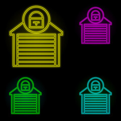 Poster - closed garage sign neon color set icon. Simple thin line, outline vector of automation icons for ui and ux, website or mobile application