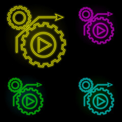 Aufkleber - direction of the mechanism neon color set icon. Simple thin line, outline vector of automation icons for ui and ux, website or mobile application