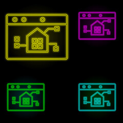 Aufkleber - smart home control neon color set icon. Simple thin line, outline vector of automation icons for ui and ux, website or mobile application
