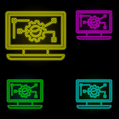 Aufkleber - computer automation neon color set icon. Simple thin line, outline vector of automation icons for ui and ux, website or mobile application