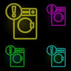 Aufkleber - washing machine sign neon color set icon. Simple thin line, outline vector of automation icons for ui and ux, website or mobile application