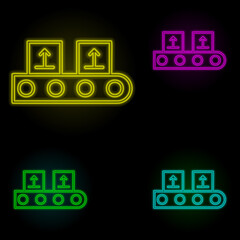 Aufkleber - packing production line neon color set icon. Simple thin line, outline vector of automation icons for ui and ux, website or mobile application