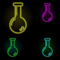Aufkleber - flask, chemistry, research icon neon color set icon. Simple thin line, outline vector of business icons for ui and ux, website or mobile application