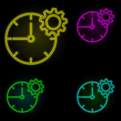 Aufkleber - clock, gear, settings icon neon color set icon. Simple thin line, outline vector of business icons for ui and ux, website or mobile application