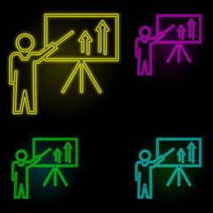 Aufkleber - teacher, board, training icon neon color set icon. Simple thin line, outline vector of business icons for ui and ux, website or mobile application