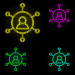 Poster - user, man, communication icon neon color set icon. Simple thin line, outline vector of business icons for ui and ux, website or mobile application