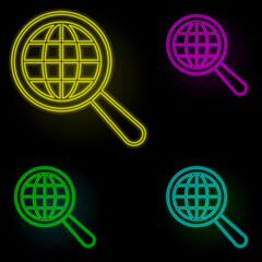 Aufkleber - magnifier, global icon neon color set icon. Simple thin line, outline vector of business icons for ui and ux, website or mobile application