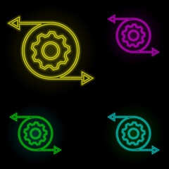 Aufkleber - circle, gear icon neon color set icon. Simple thin line, outline vector of business icons for ui and ux, website or mobile application