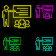 Aufkleber - teacher, training, team icon neon color set icon. Simple thin line, outline vector of business icons for ui and ux, website or mobile application