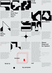 Poster - Meta Modern Swiss Aesthetics With Generative Design Brutalism Symbol Vector Poster Template Layout