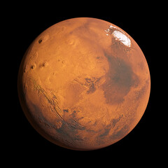 Wall Mural - mysterious planet mars isolated on black background