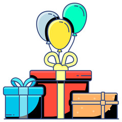 Wall Mural - 
Gift box on webpage with quality badge denoting premium product concept icon
