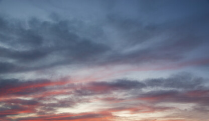 Wall Mural - pink sky with clouds at sunset, nature background