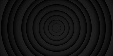 Wall Mural - abstract black frame background, circular overlap layer with, circle shape, dark minimal design with
