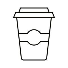 Sticker - coffee in plastic pot line icon