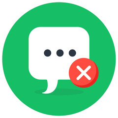 Sticker - 
Message bubble with ban sign, icon of block chat 
