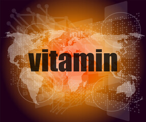 Poster - word vitamin on digital screen