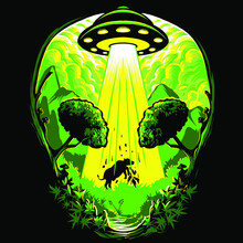 Marijuana Weed Aliens Concept For T-shirt Design
