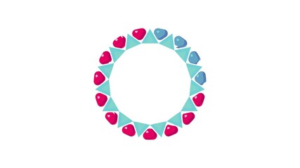 Poster - Loading circle with pink and blue hearts animation of cartoon icon on white background