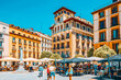 Square Plaza Ramales of Madrid in the downtown of the city with