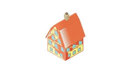 Poster - Big house animation of cartoon icon on white background