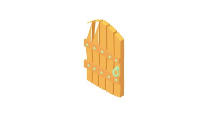 Poster - Wooden door animation of cartoon icon on white background