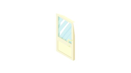 Poster - Door with glass animation of cartoon icon on white background