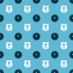 Poster - Set Clock and Police badge on seamless pattern. Vector.