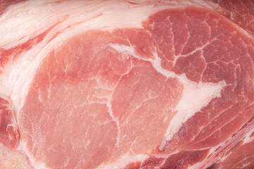 Sticker - Meat uncooked slice pork background texture close up