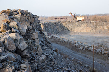 granite quarry, stone mining in an old quarry