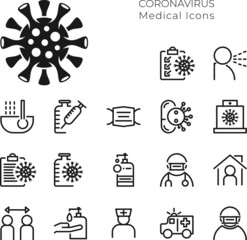 Wall Mural - coronavirus medical icons 