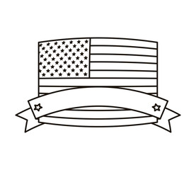 Poster - united states of america flag with tape frame line style icon