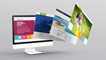 Leinwandbilder - floating screens mock up 3d rendering