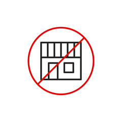 Poster - No shopping cart sign, vector illustration. Prohibition symbol in red circle isolated on white. Warning banner for public places.