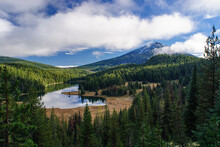 Scenic View Of Mount Bachelor And Todd Lake In Deschutes National Forest