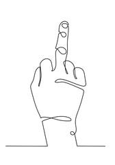 Wall Mural - Continuous line drawing of Hand showing middle finger
