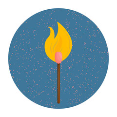 Matches in a circle with noises. Fire on a lighted match. An item from the set for international match day. Vector illustration..