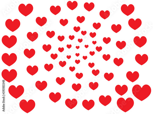 Fotomural Simple red hearts. Flat style background. Vector illustration.