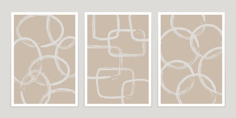 abstract wall art print posters. contemporary home decor boho doodle circular design wallpaper, card