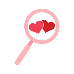 Canvas Print - Isolated romantic heart search red love icon- Vector