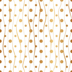 Poster - gold seamless pattern. abstract golden background. geometric wavy line and dot. modern stylish textu