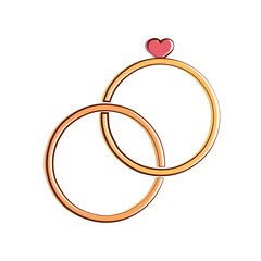 Sticker - Isolated romantic rings golden love icon- Vector