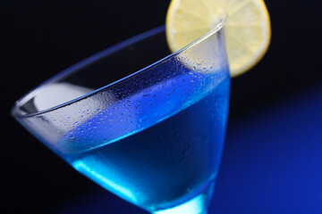 Close up of blue curacao drink