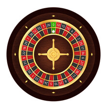 European Realistic Casino Roulette Wheel on White Background