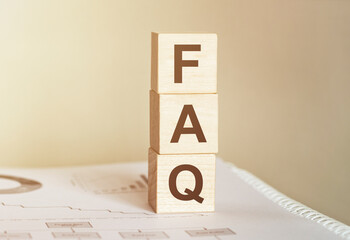 Poster - Word FAQ made with wood building blocks