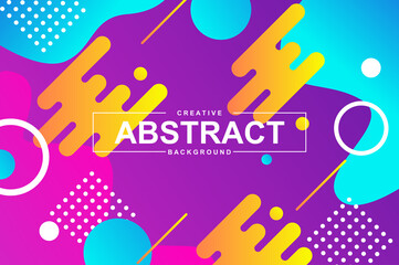 Poster - Unique vivid design with dynamic shapes in memphis style. Colorful bright background for landing page, banner or brochure. Wavy composition, dynamic gradient template with header vector Illustration.