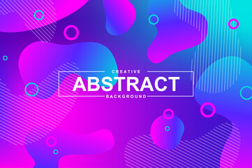 Leinwandbilder - Trendy neon design with dynamic liquid shapes. Colorful fluid style background for landing page, graphic presentation. Vivid composition with gradients, wavy pattern with header vector Illustration.