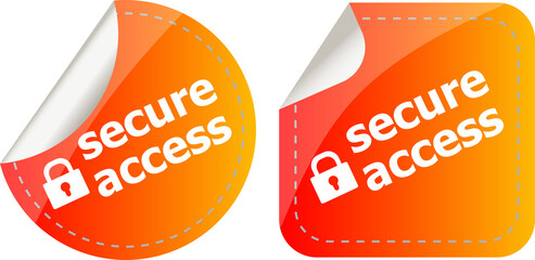 Fototapete - secure access with lock on stickers set isolated on white