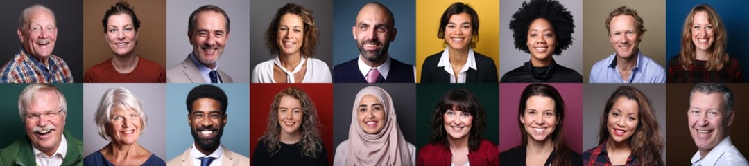 Wall Mural - Group of beautiful people in front of a background