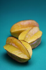 Canvas Print - Carambola fruit on blue background